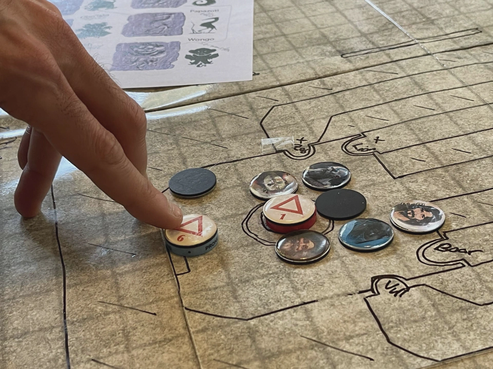 Fighting the su-monsters defending Wongo’s shrine.