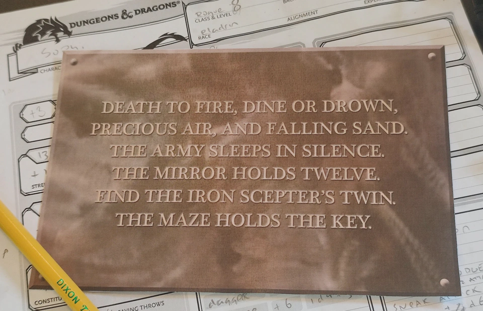 Acererak&rsquo;s third warning, found on a wall on the third level.