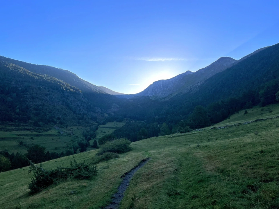 Sunrise over Coll d&rsquo;Arenes and Casamanya.